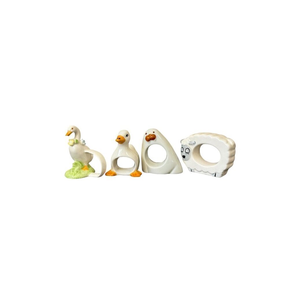 Vintage Animal Porcelain Napkin Rings Set of 4 Made In Japan 2.5" - 3" Tall - Picture 2 of 8